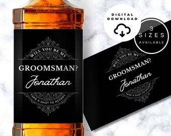 Digital Download Groomsman Proposal Whiskey Label, Custom Whiskey Label, Whiskey Shot Label, Groomsman Gift, Best Man Proposal, Best Man