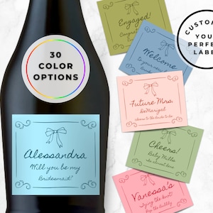 Custom Prosecco Label, Champagne Bottle Labels, Bridesmaid Champagne Label, Mini Champagne Bottle Labels, Champagne Labels, Mini Champagne