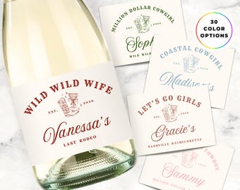 Custom Champagne Label, Bachelorette Party Champagne Label, Last Rodeo Bachelorette, Wild Wild Wife, Mini Champagne Bottle Labels, Western