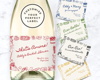 That&#39;s Amore Bridal Shower, Custom Champagne Label, Custom Wine Label, Fresh Off the Market, Amalfi Bridal Shower, Italian Bridal Shower