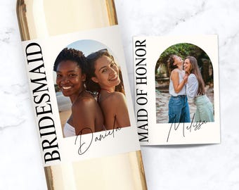 Bridesmaid Proposal Wine Label, Photo Wine Label, Maid of Honor Proposal, Bridesmaid Proposal Gift, Custom Photo Wine Label