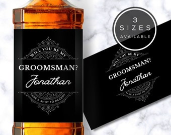 Groomsman Proposal Whiskey Label, Custom Whiskey Label, Whiskey Shot Label, Groomsman Gift, Best Man Proposal, Best Man Gift, Officiant Gift