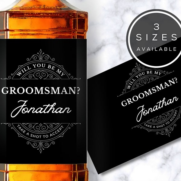 Groomsman Proposal Whiskey Label, Custom Whiskey Label, Whiskey Shot Label, Groomsman Gift, Best Man Proposal, Best Man Gift, Officiant Gift