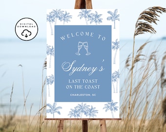 Letrero de despedida de soltera, último brindis en la costa, letrero de bienvenida de despedida de soltera personalizado, letrero de despedida de soltera costera, decoraciones de despedida de soltera, letrero