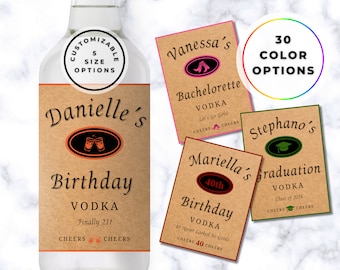 Etichetta Vodka personalizzata, etichetta Vodka compleanno, etichetta Vodka shot, etichetta Vodka addio al nubilato, etichetta Vodka personalizzata, proposta damigella d'onore