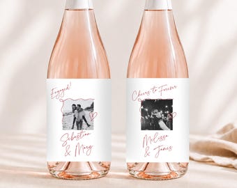 Engagement Wine Bottle Label, Custom Photo Wine Label, Wine Bottle Labels, Personalized Photo Wine Label, Custom Engagement Gift for Couple