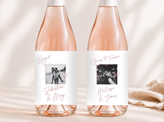 Engagement Wine Bottle Label, Custom Photo Wine Label, Wine Bottle Labels, Personalized Photo Wine Label, Custom Engagement Gift for Couple