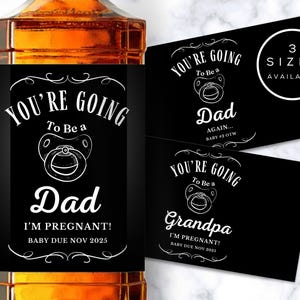 Etichetta personalizzata per whisky, annuncio di gravidanza, annuncio di gravidanza del papà, annuncio di gravidanza del nonno, annuncio di gravidanza dello zio