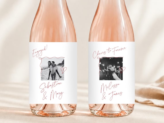 Engagement Wine Bottle Label, Custom Photo Wine Label, Wine Bottle Labels, Personalized Photo Wine Label, Custom Engagement Gift for Couple