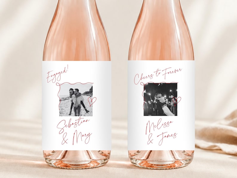 Engagement Wine Bottle Label, Custom Photo Wine Label, Wine Bottle Labels, Personalized Photo Wine Label, Custom Engagement Gift for Couple