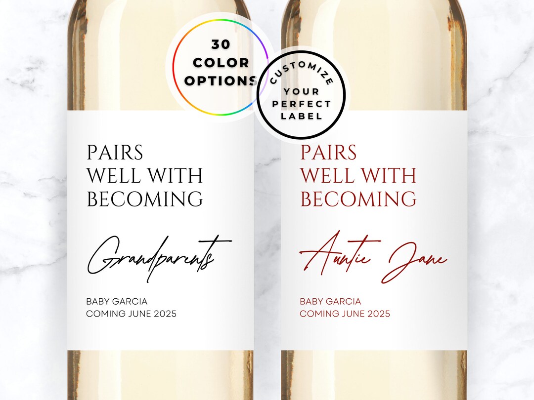 Custom Wine Labels, Pregnancy Announcement Wine Label, Baby ...