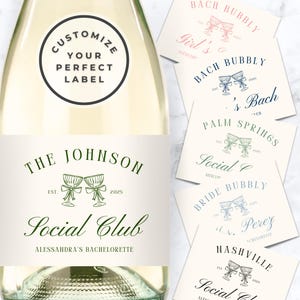 Custom Champagne Label, Bachelorette Party Champagne Label, Bachelorette Social Club, Mini Champagne Bottle Labels, Custom Bachelorette Wine
