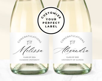 Custom Graduation Champagne Label, Custom Champagne Label, Champagne Bottle Labels, PHD Graduation Gift, Personalized Champagne Labels