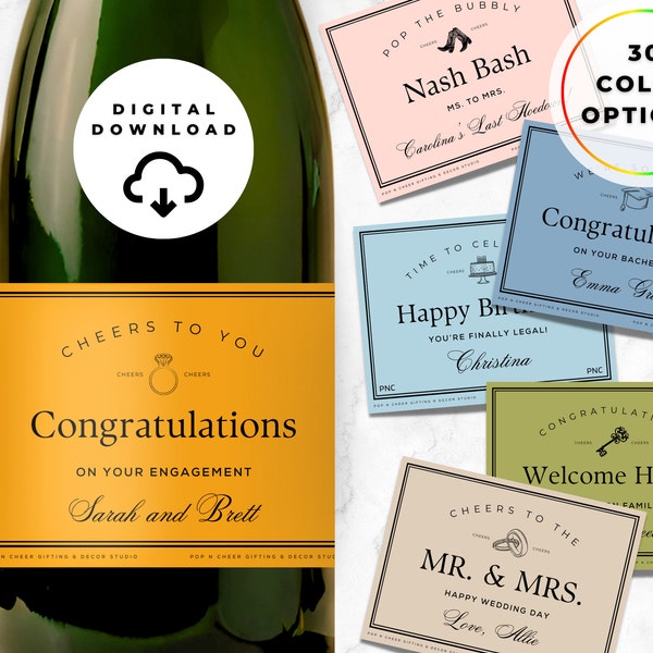 Digital Download Champagne Label, Custom Champagne Label, Champagne Bottle Labels, Mini Champagne Bottle Labels, Mini Champagne Labels