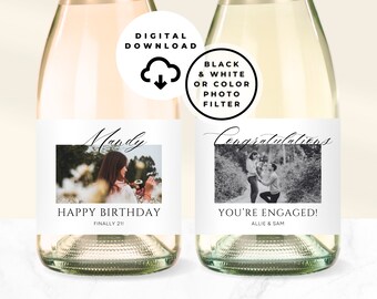Étiquette de champagne proposition demoiselle d'honneur en téléchargement numérique, étiquette de champagne personnalisée, étiquette de vin personnalisée, étiquettes de mini bouteilles de champagne, étiquettes de vin