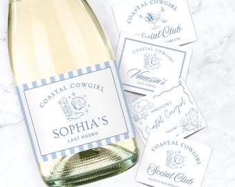 Custom Coastal Cowgirl Champagne Label, Prosecco Bottle Labels, Last Toast On the coast, Last Rodeo, Last Splash Bachelorette