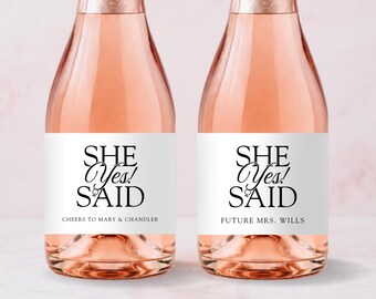 She Said Yes Champagne Label, Personalized Engagement Wine Label, Future Mrs Engagement Gift