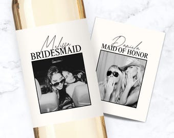Bridesmaid Proposal Wine Label, Photo Wine Label, Maid of Honor Proposal, Bridesmaid Proposal Gift, Custom Photo Wine Label