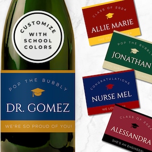 Custom Graduation Champagne Label, Custom Champagne Label, Champagne Bottle Labels, PHD Graduation Gift, Personalized Champagne Labels