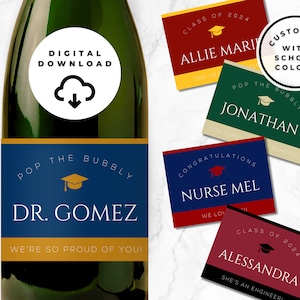 Digital Download Champagne Label, Custom Graduation Champagne Label, Champagne Bottle Labels, Mini Champagne Bottle Labels, Graduation Gift