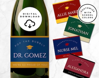 Digital Download Champagne Label, Custom Graduation Champagne Label, Champagne Bottle Labels, Mini Champagne Bottle Labels, Graduation Gift