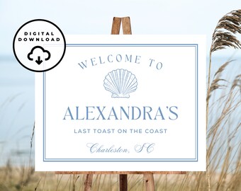 Letrero de despedida de soltera, último brindis en la costa, letrero de bienvenida de despedida de soltera personalizado, letrero de despedida de soltera costera, decoraciones de despedida de soltera, letrero