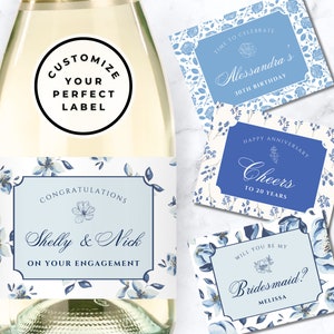Custom Champagne Label, Bridesmaid Proposal Champagne Label, Floral Bridal Shower, Champagne Bottle Labels, Mini Champagne Bottle Labels