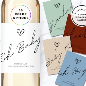 Pregnancy Announcement Wine Label, Baby Announcement Wine Label, Mini Champagne Bottle Labels, Mini Wine Bottle Labels, Grandparent Gift
