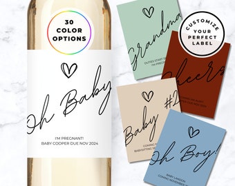 Pregnancy Announcement Wine Label, Baby Announcement Wine Label, Mini Champagne Bottle Labels, Mini Wine Bottle Labels, Grandparent Gift