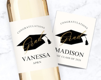 Custom Graduation Champagne Label, Graduation Wine Label Custom Champagne Label, Champagne Bottle Labels, Personalized Graduation Gift