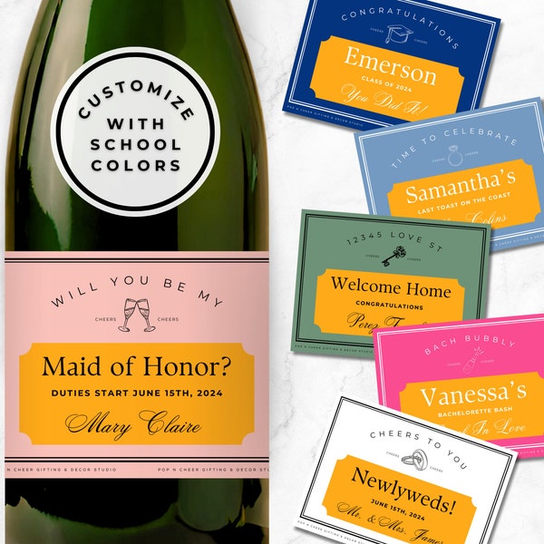 Custom Champagne Label, Champagne Bottle Labels, Mini Champagne Bottle Labels, Champagne Labels, Personalized Champagne Labels, Custom Gift