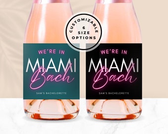 Miami Bach Champagne Label, Custom Champagne Label, Custom Wine Label, Mini Champagne Bottle Labels, Champagne Labels, Miami Bachelorette