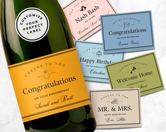 Custom Champagne Label, Champagne Bottle Labels, Mini Champagne Bottle Labels, Champagne Labels, Personalized Champagne Labels, Custom Gift