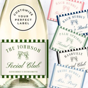 Custom Champagne Label, Bachelorette Party Champagne Label, Bachelorette Social Club, Mini Champagne Bottle Labels, Custom Bachelorette Wine