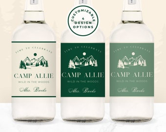 Custom Liquor Shot Labels, Camp Bachelorette, Camp Bachelorette Shots, Tequila Bottle Label, Vodka Bottle Label, 50ml Bottle Labels, Shooter
