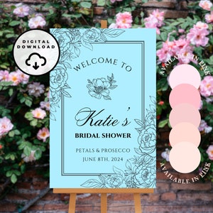 Letrero de despedida de soltera, pétalos y prosecco, letrero de bienvenida personalizado para despedida de soltera, letrero floral para despedida de soltera, decoraciones florales para despedida de soltera