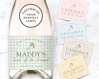 Custom Champagne Label, She's Fresh Off the Market, Bachelorette Party Champagne Label, Mini Champagne Bottle Labels, Custom Wine Labels