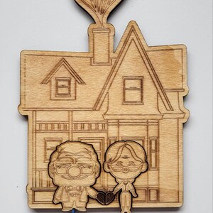 2, 3 oder 4 Charaktere Movie Up House Personalisierter Schlüsselhalter aus Holz für die Wand, Schlüsselhalter für den Eingangsbereich, Schlüsselanhängerhalter Bild 7