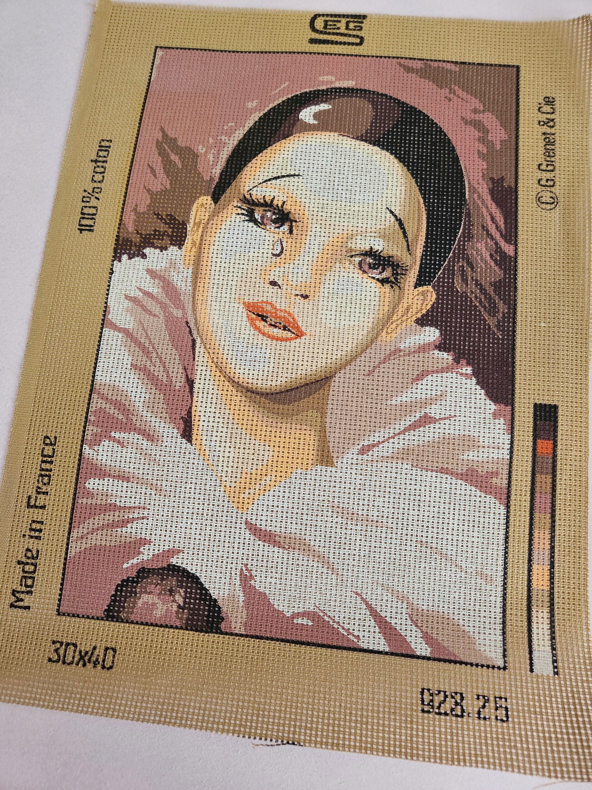 Pierrot 928.25 Vintage Needlepoint Embroidery Painted Canvas