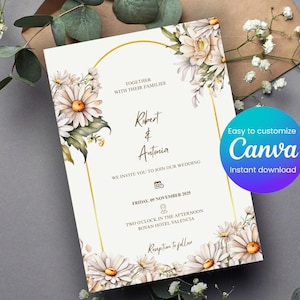 Faire-part de mariage modifiable en ligne | Cartes d'invitation à un mariage personnalisables et imprimables, Mendi | Cartes postales de mariage