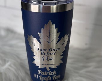 Navy colored Humoured Hockey-Inspired Laser Mug – Stainless Steel Engraved Design