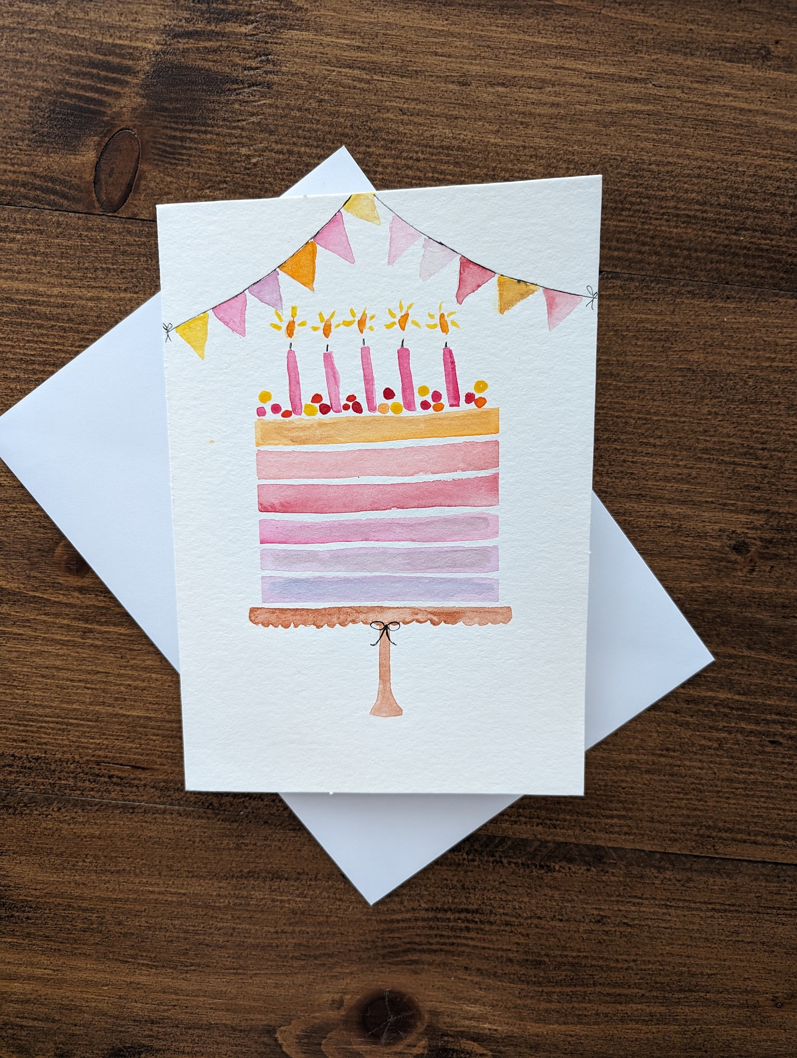 Pink Birthday Cake Birthday Card - Etsy UK
