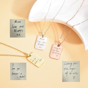 Personalised Handwriting Necklace, Actual Handwriting Charm Necklace, Signature Logo Necklace, Engraved Pendant Necklace, Memorial Gift
