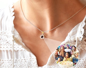 Collar de plata de ley 925 con proyección de fotos personalizada: joyería conmemorativa