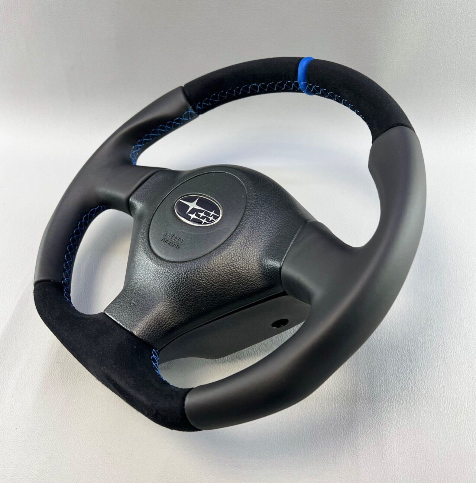 Custom Flat Bottom Steering Wheel Porsche | Smooth & Perforated Leather | Yellow Stitching & Race Stripe | Fits Models 2000 onwards main image 1