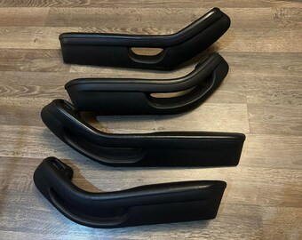 BMW E39 INDVIDUAL Front Interior Door Panel handlles Trim Skin Black Leather Custom Made Nappa Leather HandStitched High Quality Car