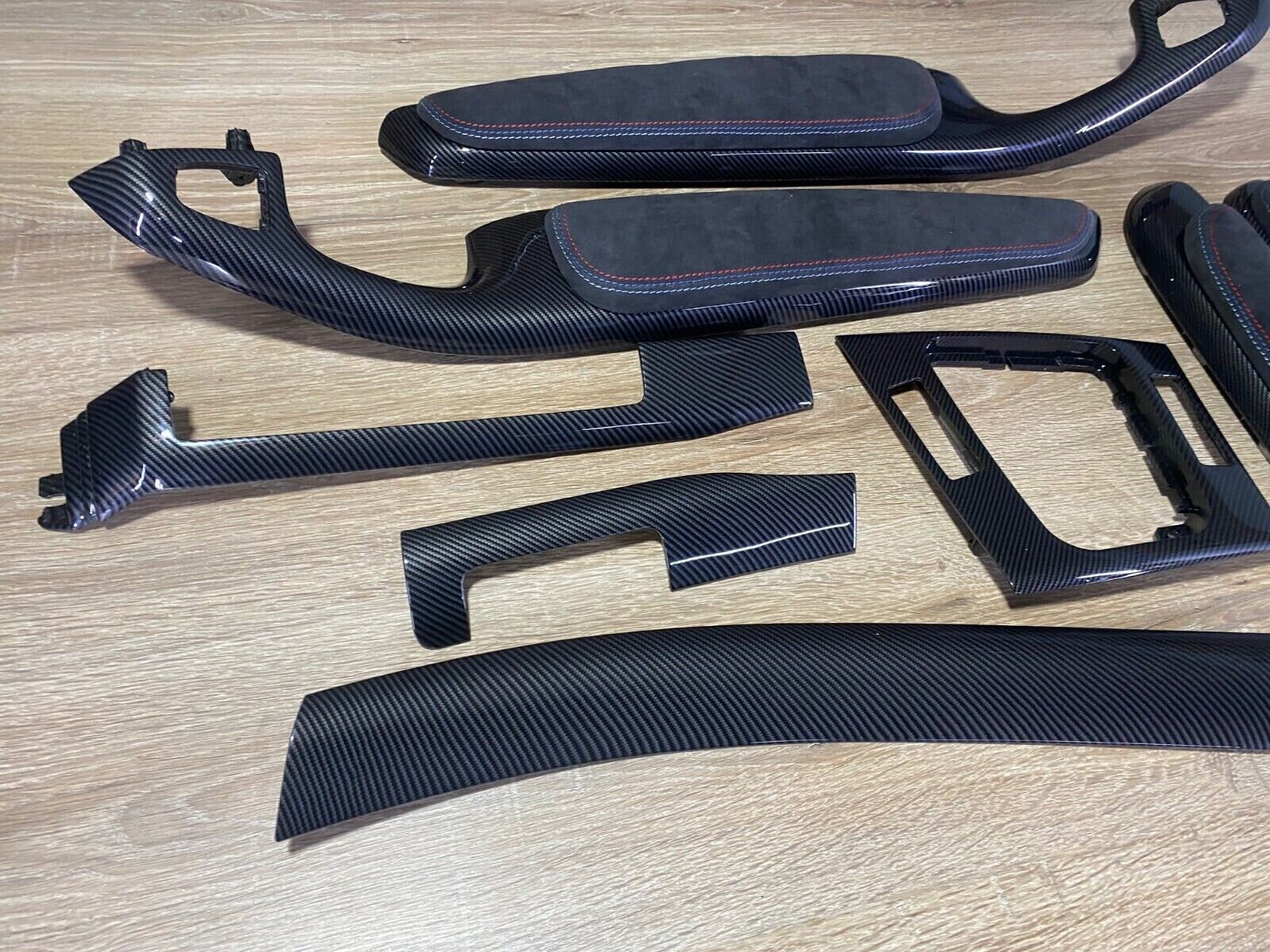 BMW E46 Carbon Fiber Interior Trim Set Alcantara TRICOLOR PADS M3 Coupe Custom Made Handcrafted