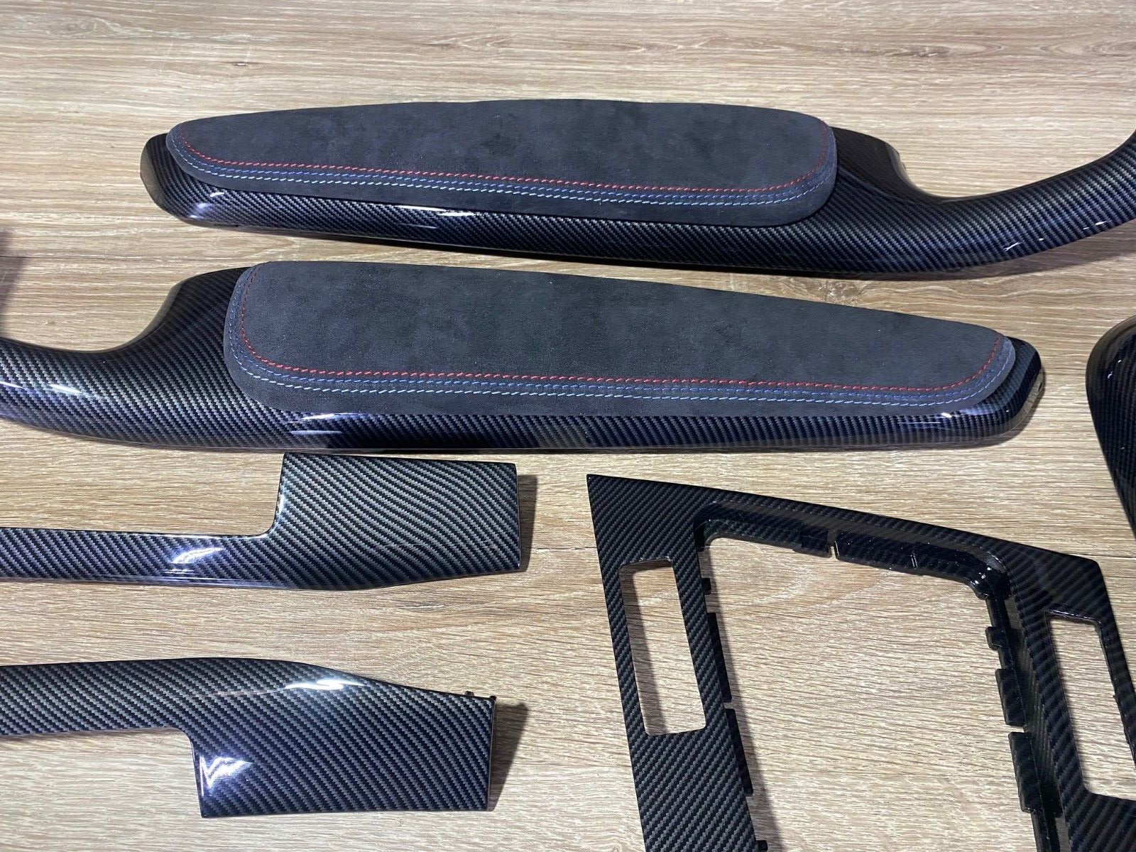 BMW E46 Carbon Fiber Interior Trim Set Alcantara TRICOLOR PADS M3 Coupe Custom Made Handcrafted