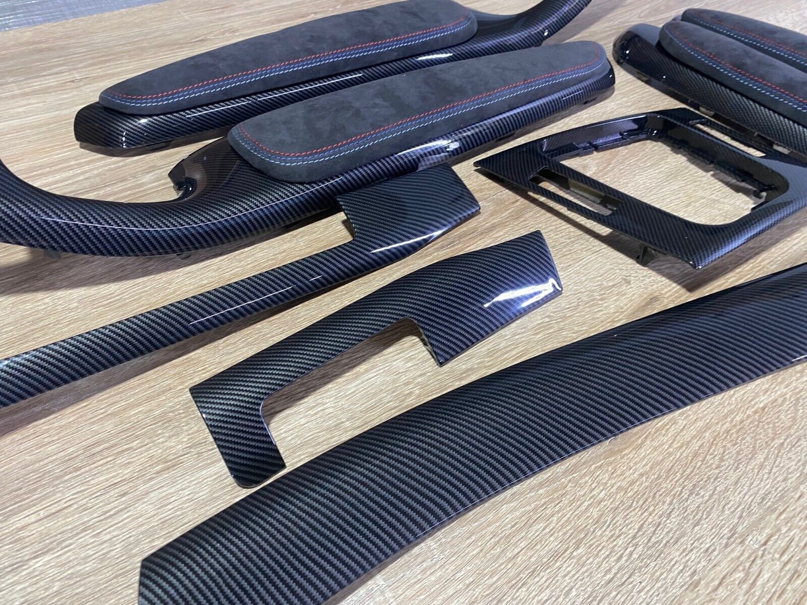 BMW E46 Carbon Fiber Interior Trim Set Alcantara TRICOLOR PADS M3 Coupe Custom Made Handcrafted