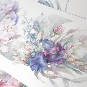 Floral Snake Watercolor Painting: Botanical Serpent Wall Art, original artwork